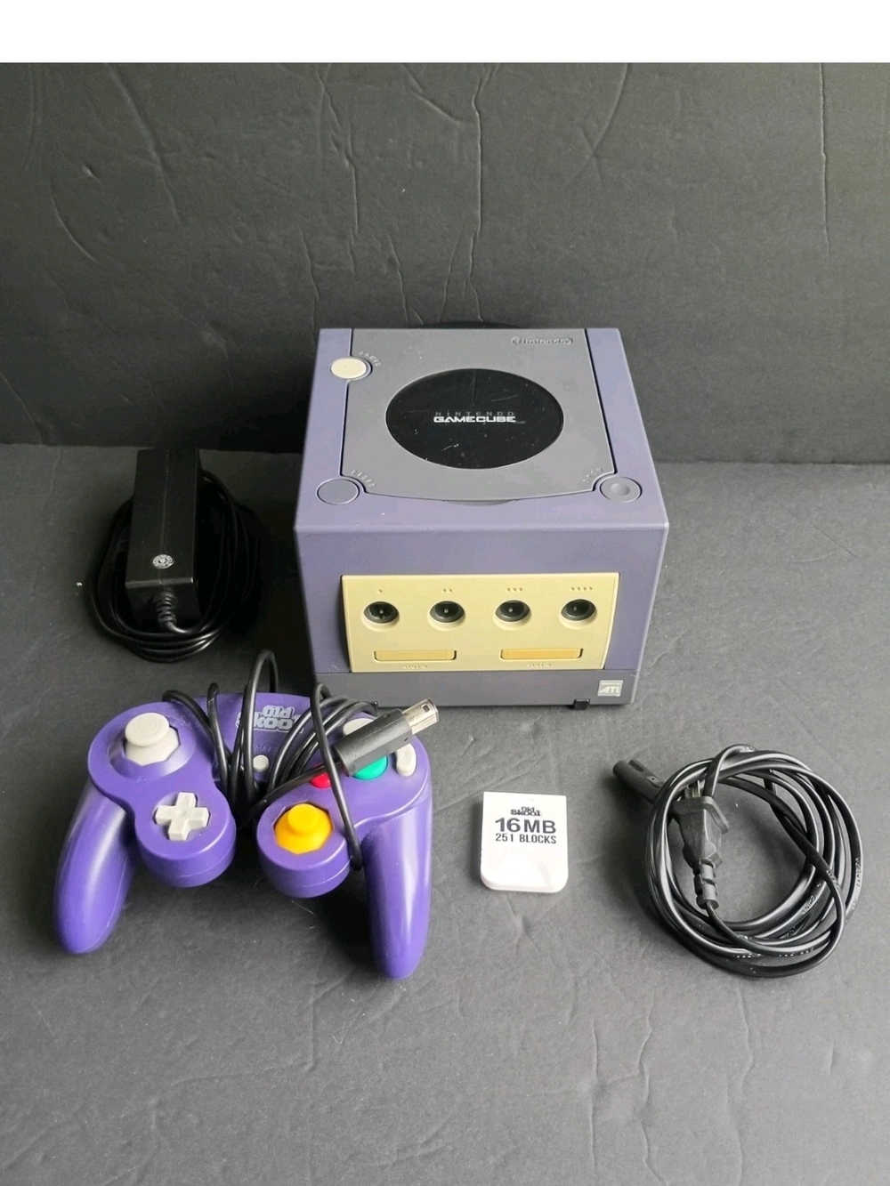 Nintendo Indigo Gamecube Console, Controller, Memory Card & Power Cable See Desc